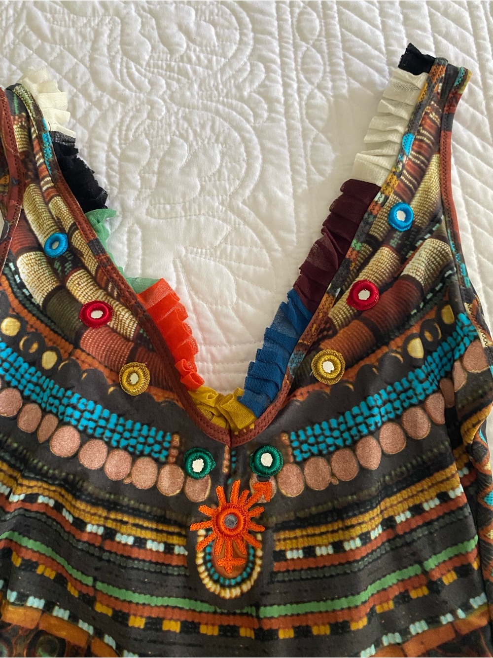 Jean Paul Gaultier Brown Multi-Color Patterned One-Piece Swimsuit - Picture 4 of 14